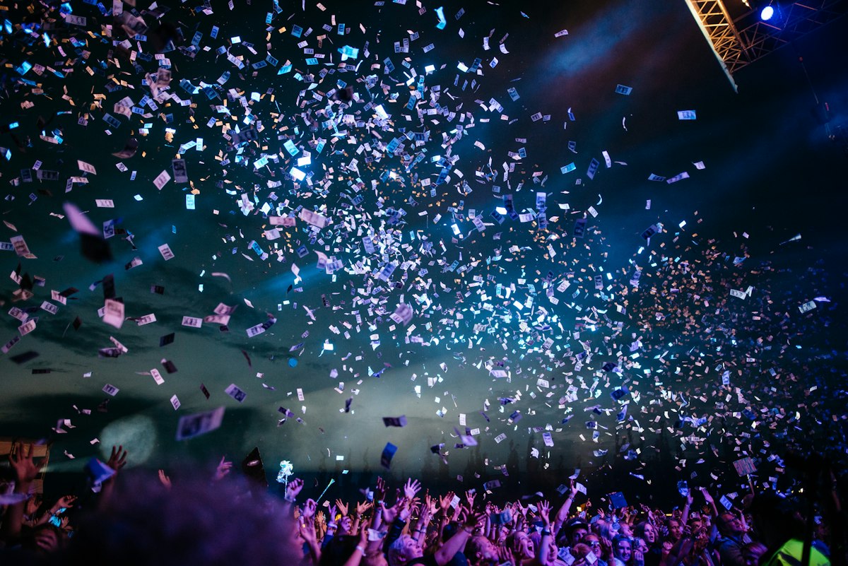 Festival crowd with custom event wristbands